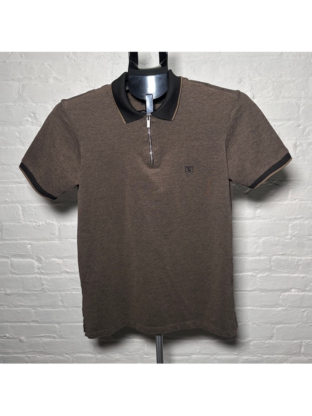 The Kooples zip up polo shirt brown